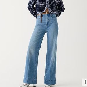 J. Crew Denim Trouser Chambray Blue Wash Sz 26 High Rise Wide Leg NEW W/ TAGS
